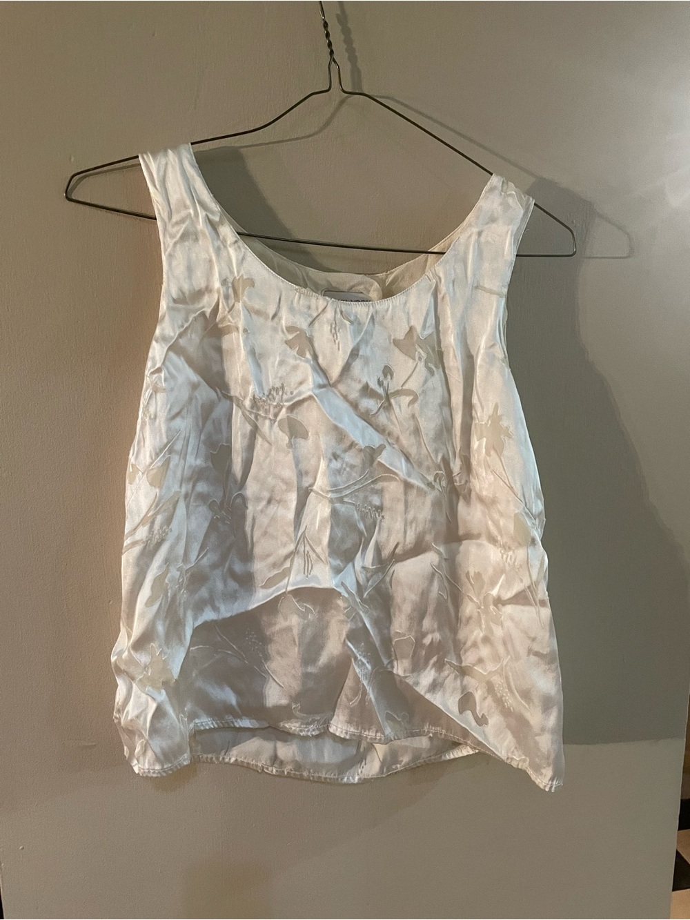 Vintage 90s Jones New York off white Satin Floral Camisole